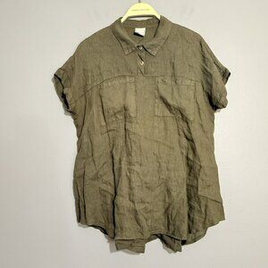 Pure Match USA Linen Blouse Shirt Women Size M Relax Casual Loose Lounge Button